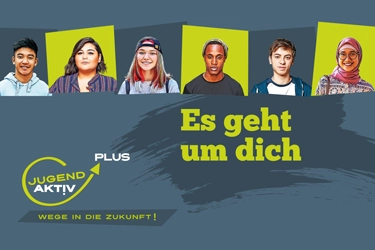 Testemonials von Jugend Aktiv Plus mit Logo und dem Claim »Es geht um dich«