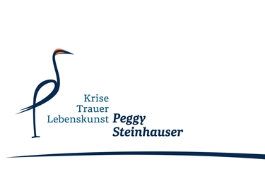 Logo von Peggy Steinhauser. Krise Trauer Lebenskunst mit dem Zeichen eines Kranichs